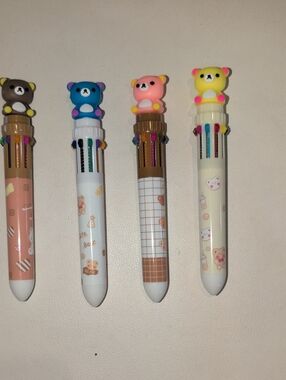 Cute Bear Multi-Color Retractable Gel Pen - Yellow, Pink, Blue, Brown Pick 1